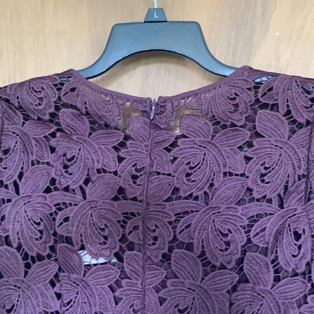 Loft embroidered floral crochet lace like outer layer dress size 0 - Picture 12 of 17